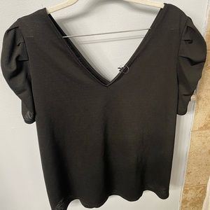 Express black v neck puff sleeve top size XL